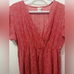 Twik Floral Pattern V-Neck Maxi Dress